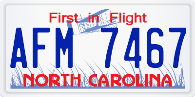 NC license plate AFM7467
