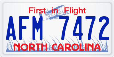 NC license plate AFM7472