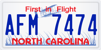NC license plate AFM7474
