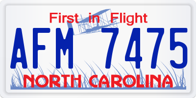 NC license plate AFM7475