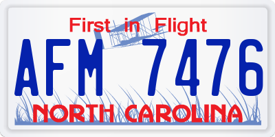 NC license plate AFM7476