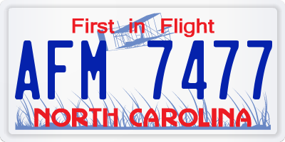 NC license plate AFM7477