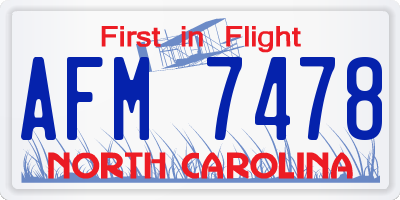 NC license plate AFM7478