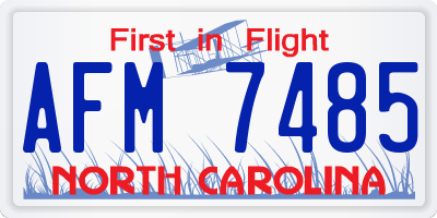 NC license plate AFM7485