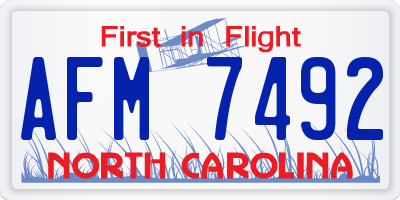NC license plate AFM7492