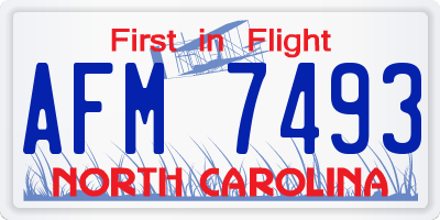 NC license plate AFM7493