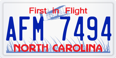 NC license plate AFM7494
