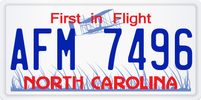 NC license plate AFM7496