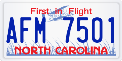 NC license plate AFM7501