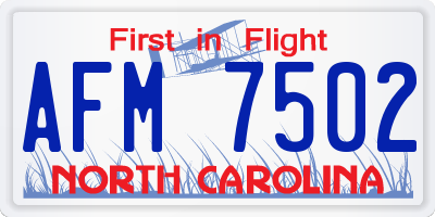 NC license plate AFM7502