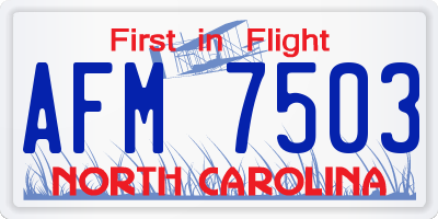NC license plate AFM7503