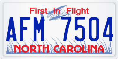 NC license plate AFM7504