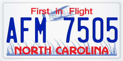 NC license plate AFM7505