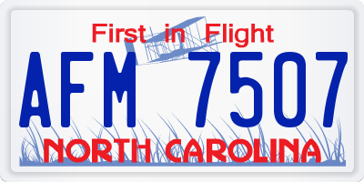 NC license plate AFM7507