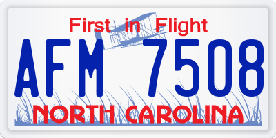 NC license plate AFM7508