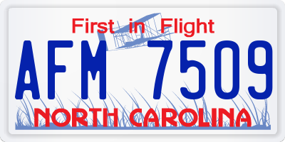NC license plate AFM7509