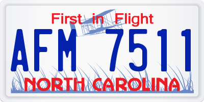NC license plate AFM7511
