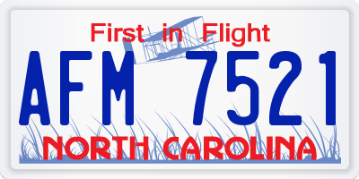 NC license plate AFM7521