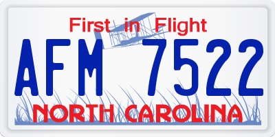 NC license plate AFM7522