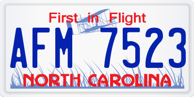 NC license plate AFM7523
