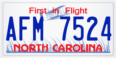 NC license plate AFM7524