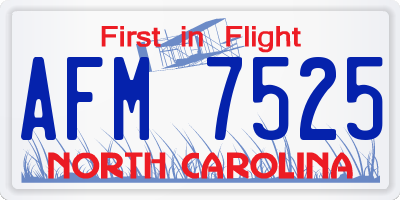 NC license plate AFM7525