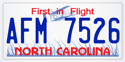 NC license plate AFM7526
