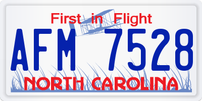 NC license plate AFM7528