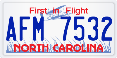 NC license plate AFM7532