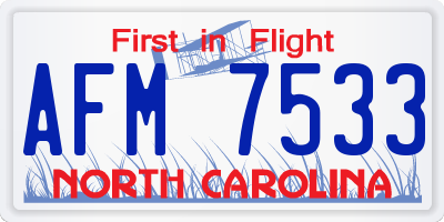 NC license plate AFM7533