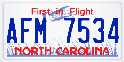 NC license plate AFM7534