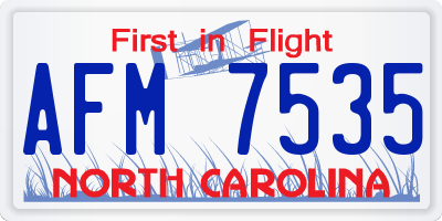 NC license plate AFM7535