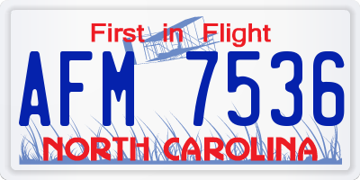 NC license plate AFM7536