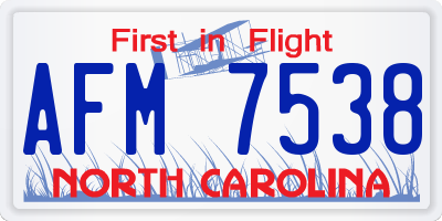 NC license plate AFM7538