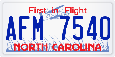 NC license plate AFM7540