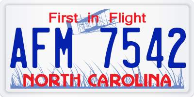 NC license plate AFM7542