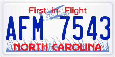 NC license plate AFM7543