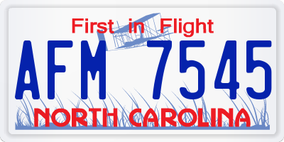 NC license plate AFM7545
