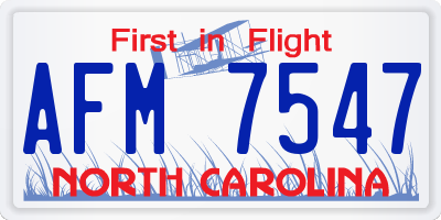 NC license plate AFM7547