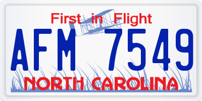 NC license plate AFM7549