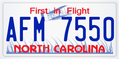NC license plate AFM7550