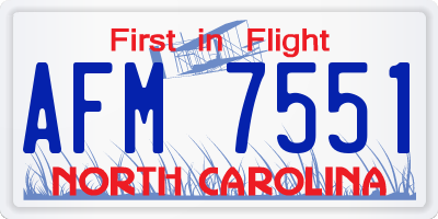 NC license plate AFM7551