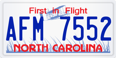 NC license plate AFM7552