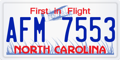 NC license plate AFM7553