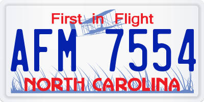 NC license plate AFM7554