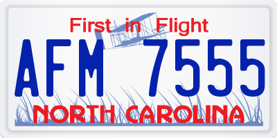 NC license plate AFM7555