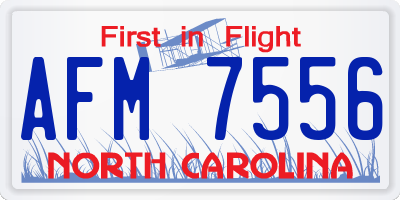 NC license plate AFM7556