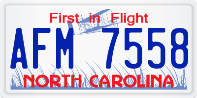 NC license plate AFM7558