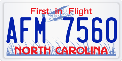 NC license plate AFM7560