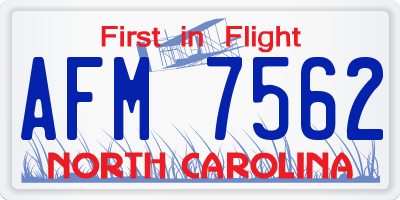 NC license plate AFM7562